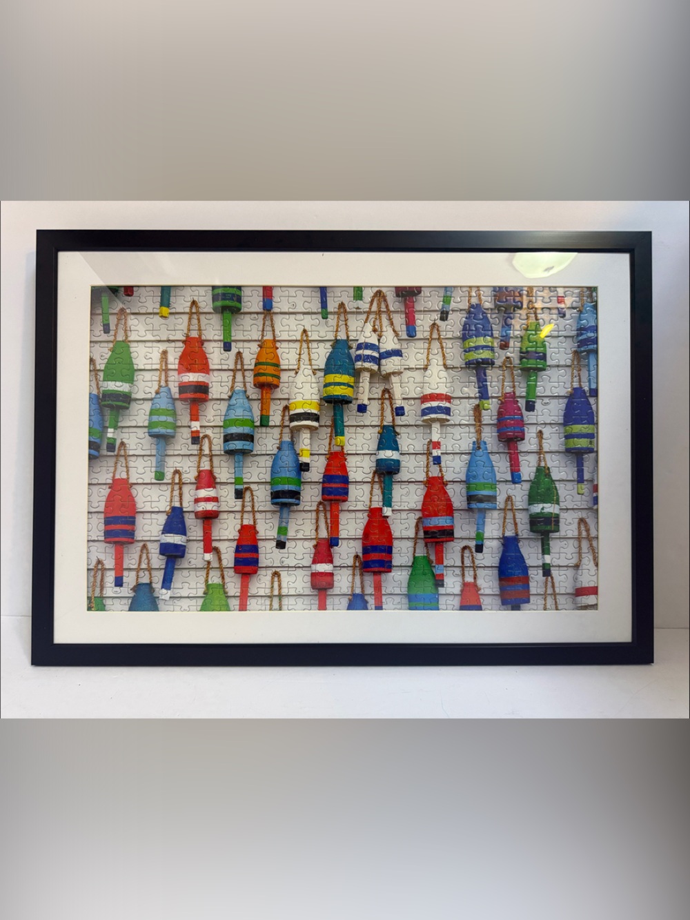 Framed Puzzle Colorful Buoy Wall Art Framed Print - Multi